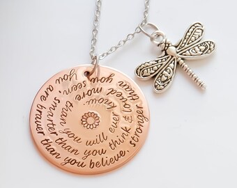 Copper Necklace "You Are Braver Than You Believe"