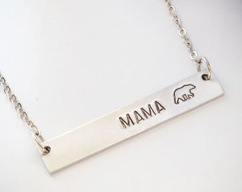 Mama bear bar necklace