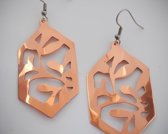 Hand Cut Detailed Copper Earrings