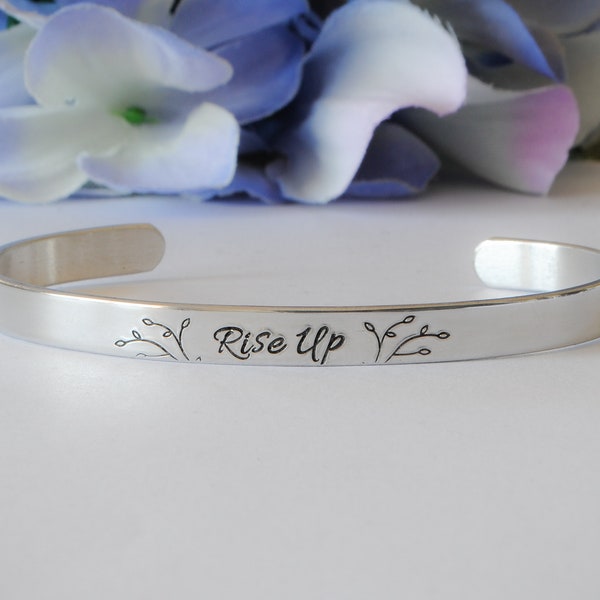 Stamped Metal Bracelet "Rise Up"