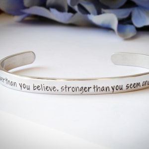 Stamped Sterling Silver Bracelet you Are Braver Than You - Etsy