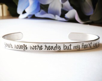 Your Wings Were Ready Memorial Stamped Bracelet