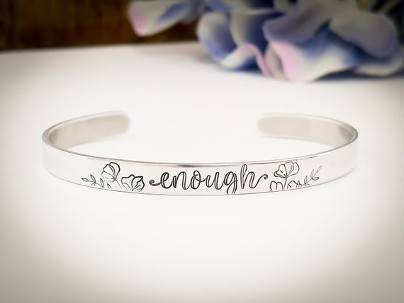 Stamped Sterling Silver Bracelet enough Etsy