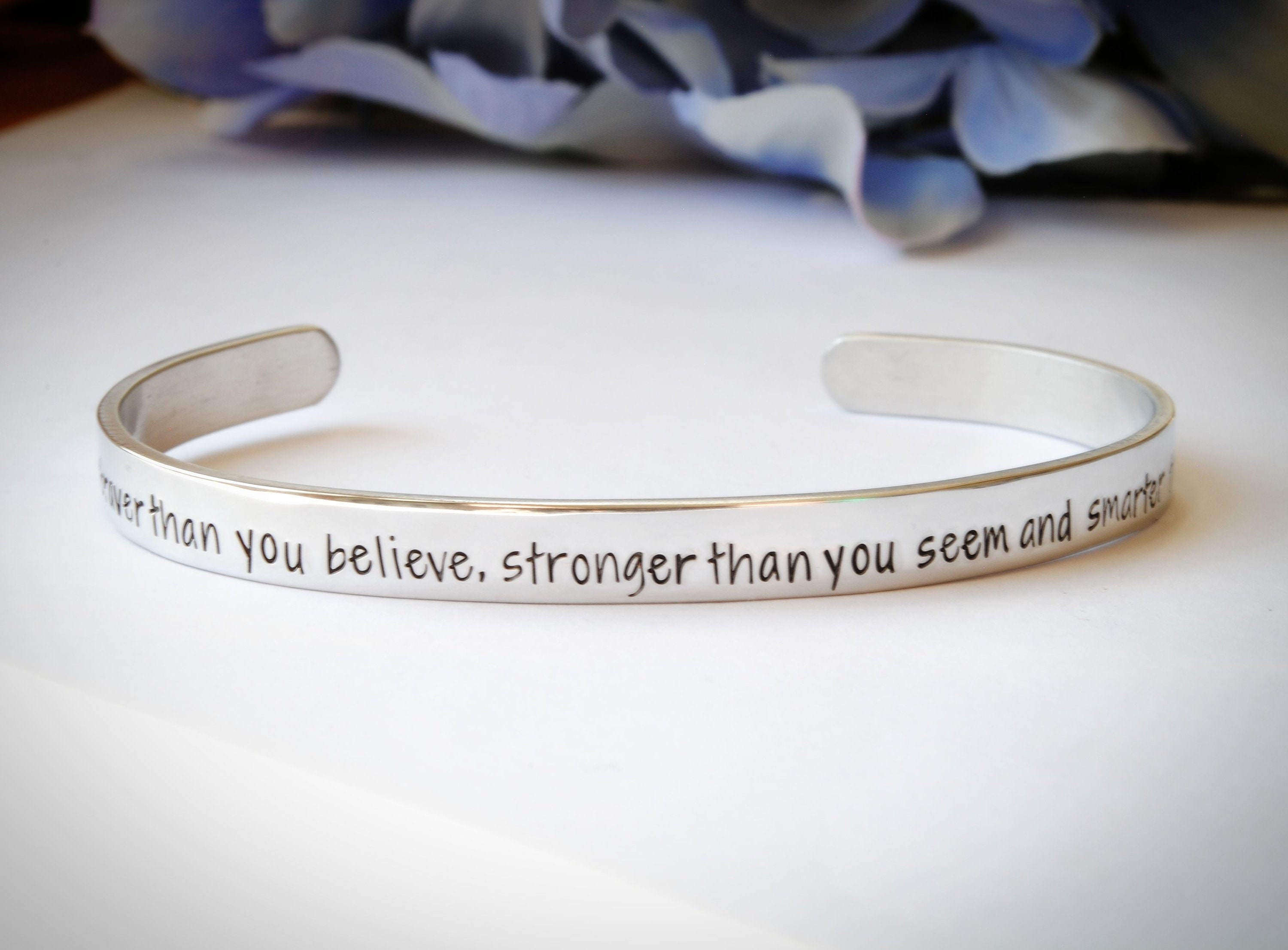Stamped Sterling Silver Bracelet you Are Braver Than You - Etsy