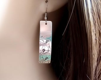 Hand Stamped Aluminum Earrings with Poppies