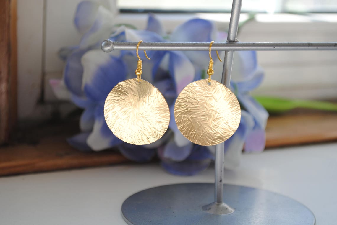 Hammered Brass Clip Earrings main image 0