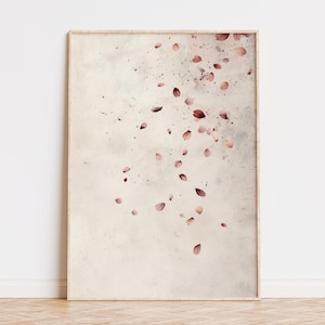 Japandi Cherry Blossom Wandkunst, druckbare rosa & beige japanische Blumenkunst, minimalistisches Naturposter, Scandi Interior, sofortiger Download