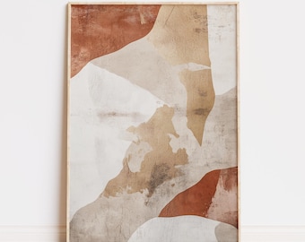 Japandi Abstract Wall Art Print – Terracotta Beige Organic Shapes, Boho Minimalist (Digital Download)