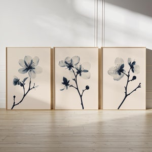 Cherry Blossom Japandi Art Set – Sakura Floral Printable, Minimal Botanical Home Decor
