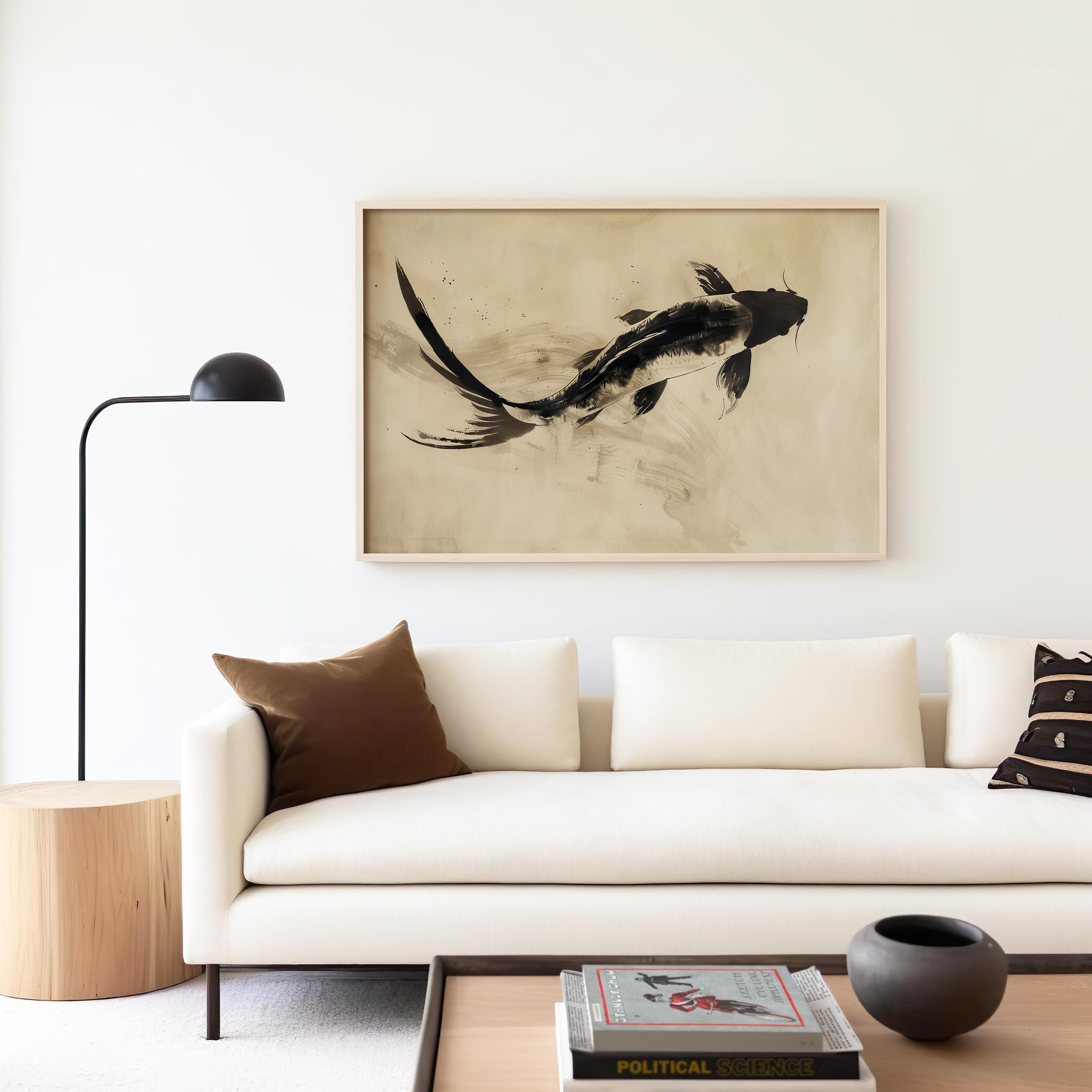 Ink Koi Fish Printable Japandi Wall Art – Japanese Minimalist Art, Zen ...
