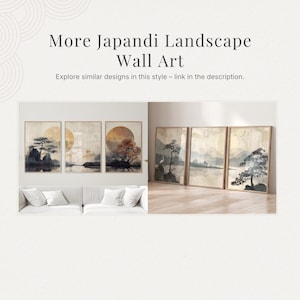 Japandi Olivgrün Wand Kunst 3er Set, traditionelle japanische Stadt Landschaft druckbare Galeriekunst, dunkelgrüne Bürodekoration, Instant Download Bild 9