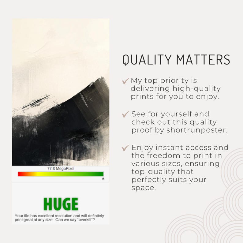 This picture displays a screenshot from an online print provider´s quality check, confirming excellent printing quality for the wall art piece.