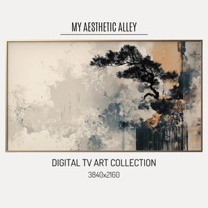 Minimalist Japandi Samsung Frame TV Art, Wabi-Sabi Japanese Tree TV Art, Abstract Beige Room Decor, Calming Zen Screensaver, Digital TV Art
