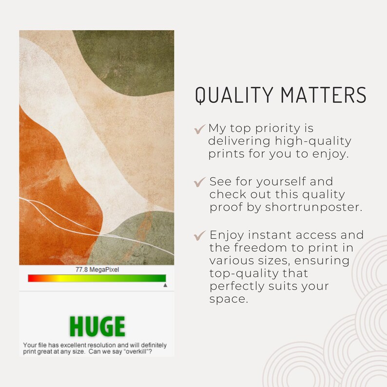 This picture displays a screenshot from an online print provider´s quality check, confirming excellent printing quality for the wall art piece.