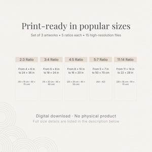 Wall art size guide printable, multiple ratios included, digital download bamboo wall art set