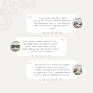 The picture shows a couple of customer reviews, giving a 5 star rate for the service and products.