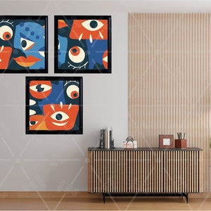 Picasso Style Wall Art, Printable Wall Art, Square Wall Art, Colorful Digital Prints, Home Decor, Boho Wall Art, Minimalist Wall Art