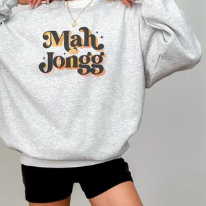 Sudadera Mah Jongg Crewneck, Regalo Mah Jongg, Regalo amante de Mahjong, Jersey acogedor, Jugador, Ropa de noche de juego, Maj presente para ella, Mahj