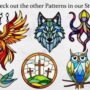 Simple Songbirds Stained Glass pattern templates, DIY birds bundle. PDF digital download, commercial license included, beginner intermediate image 5