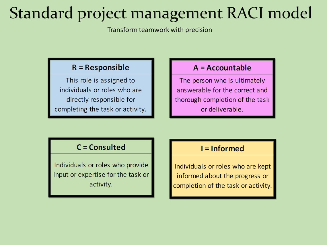 RACI Matrix Spreadsheet, Task Assignment, Project Management Role ...