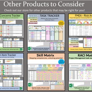 Pu&ograve; includere: Un collage di dieci modelli di fogli di calcolo Excel colorati per la gestione dei progetti, tra cui tracker di attivit&agrave;, analisi dei rischi e tracker di elementi di azione. I modelli sono progettati per aiutare a semplificare i flussi di lavoro e migliorare l'efficienza.
