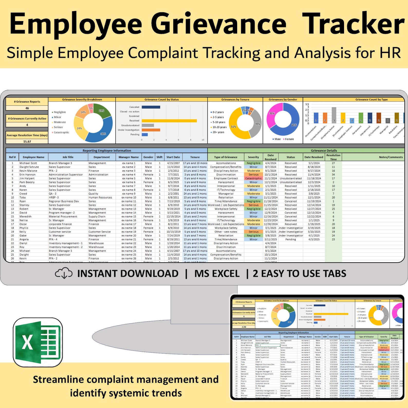 HR Employee Complaint Tracker, Human Resources Workforce Grievance ...