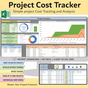 Projektkosten-Tracker-Spreadsheet, Excel-Spesen- und Einnahmen-Tracking, Buchhaltungsvorlage für mehrere Projekte, Projektmanagement-Budgetplan