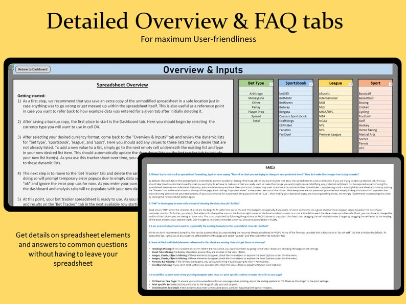 Sports Betting Tracker Spreadsheet, Dynamic Bet Tracker Log and