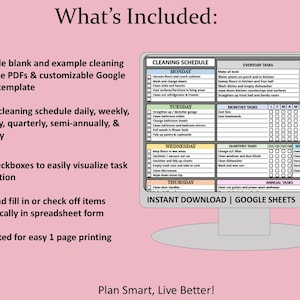 Editable Cleaning Schedule Planner, PDF & Google Sheets Household Chore ...
