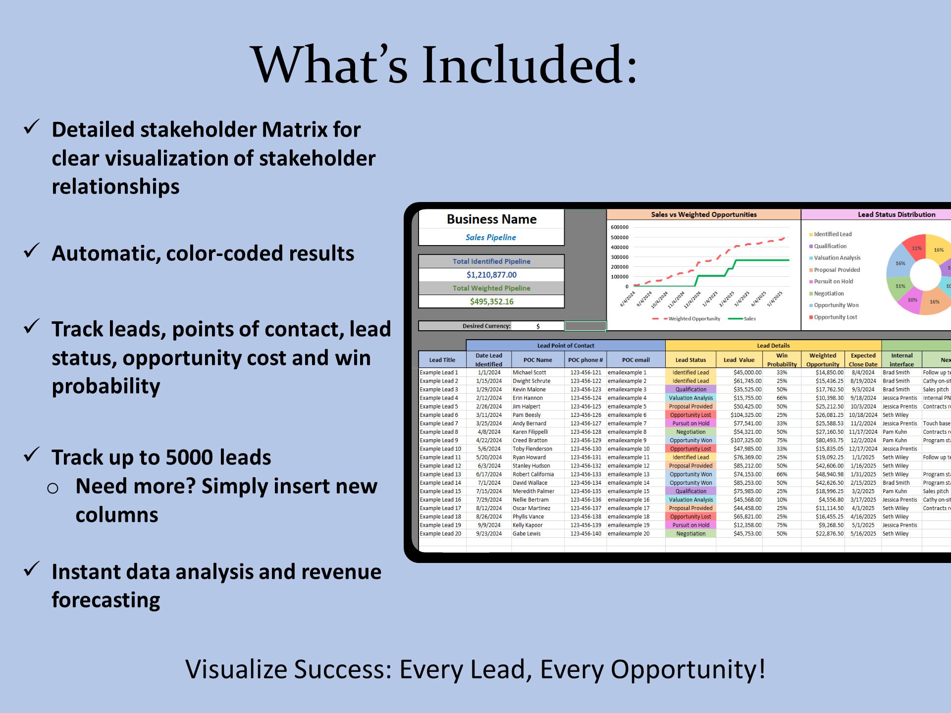 Sales Pipeline Tracker Spreadsheet, Excel CRM Client Tracking Template ...