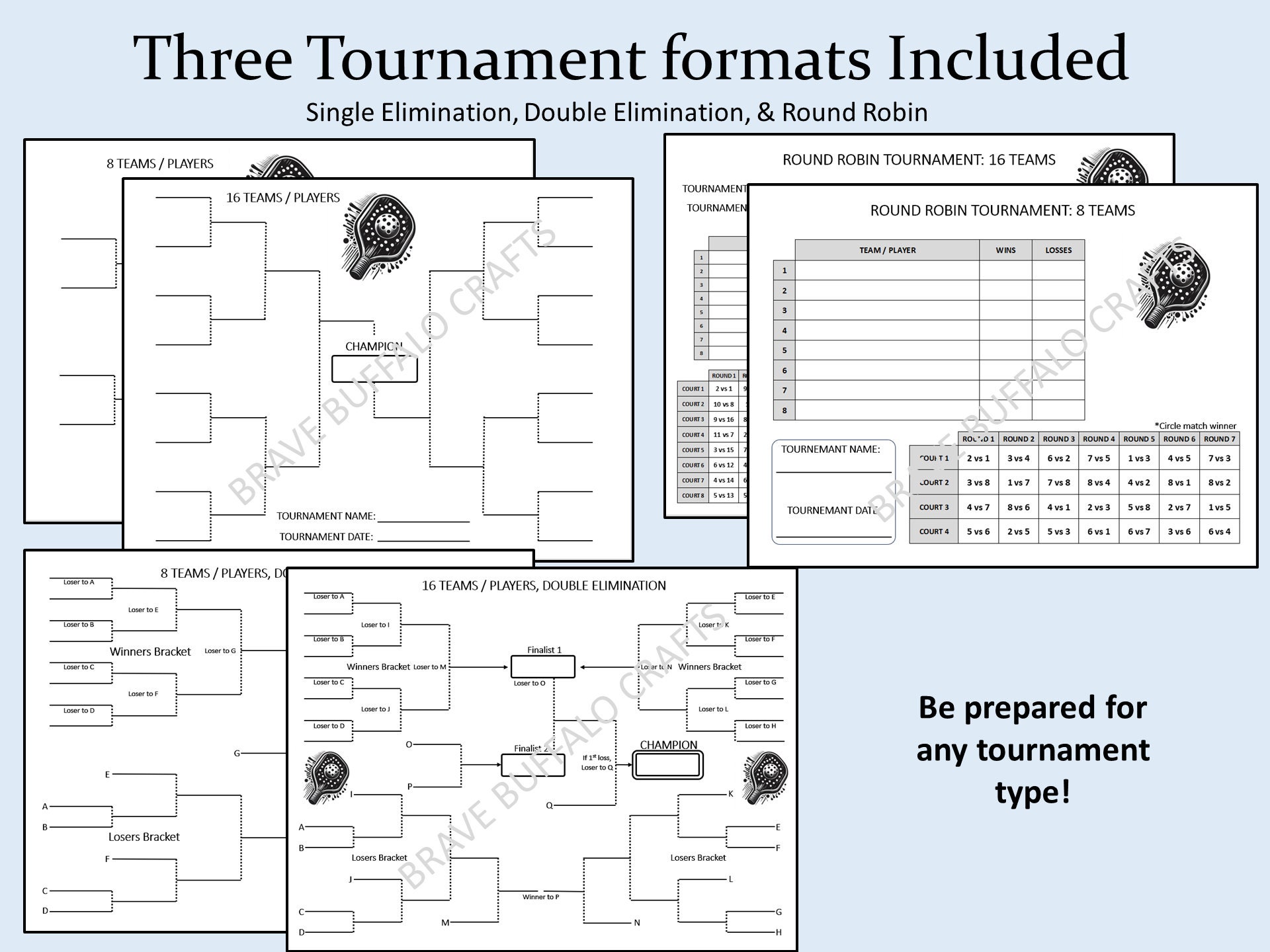 Pickleball Tournament Bracket Template Bundle Round Robin Double Pickleball Tournament Bracket Template Bundle Round Robin Double
