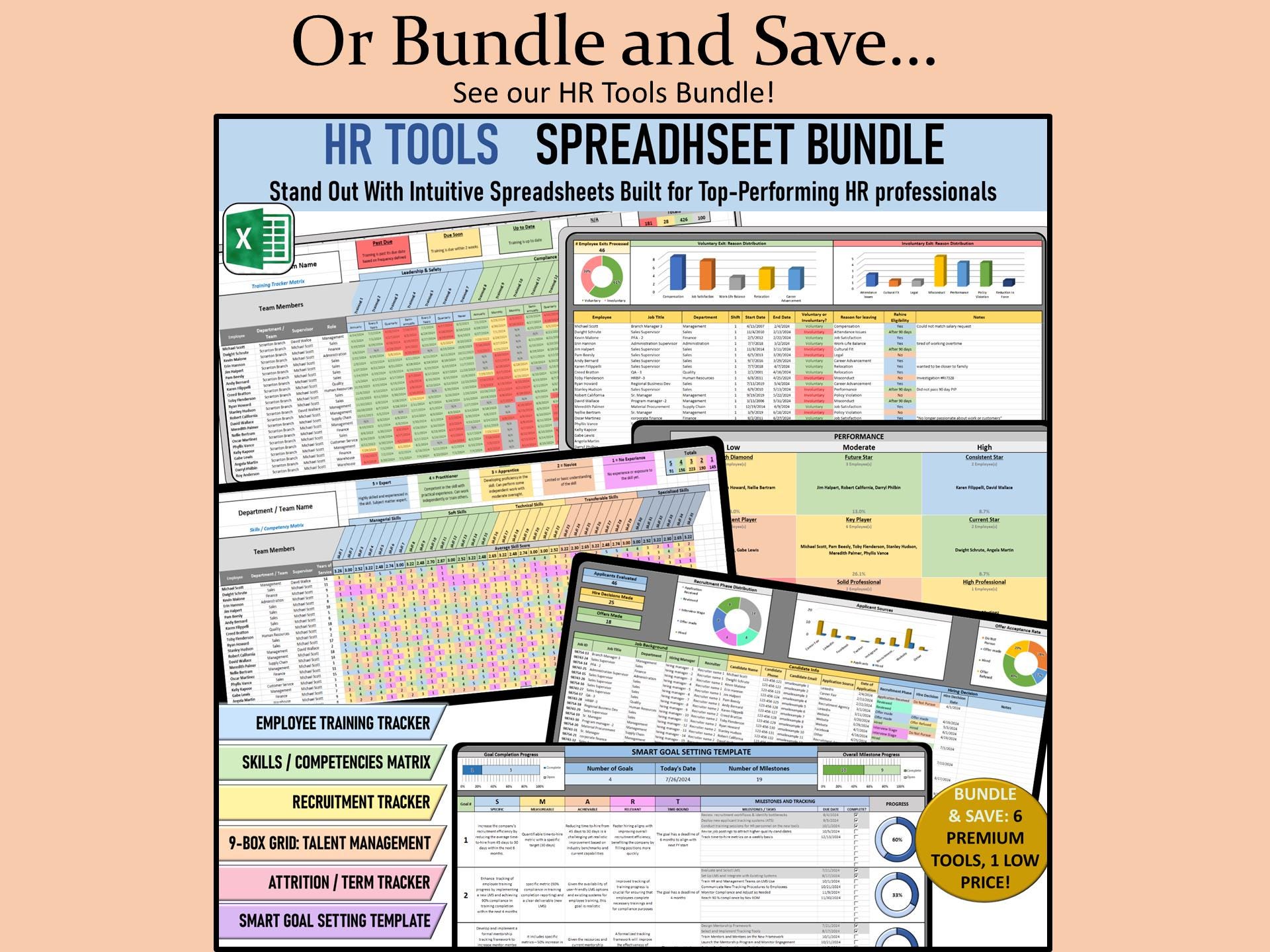 Skills Matrix Spreadsheet, Competency Template, Gap Analysis HR Tool ...