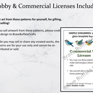Simple Songbirds Stained Glass pattern templates, DIY birds bundle. PDF digital download, commercial license included, beginner intermediate image 4