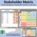 Stakeholder Power Interest Matrix Spreadsheet, Excel Project Management ...