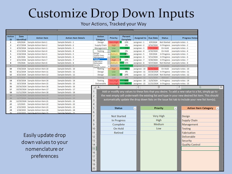 Action Item Tracker Spreadsheet, Excel To-do List and Task Tracking ...