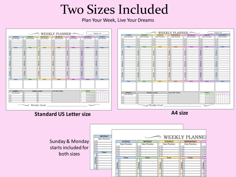 Weekly Planner Printable, Daily Schedule Organizer, Editable To-do List ...