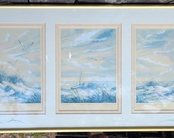 Linda Geyer Sea Song 1, 2 and 3 Prints Signed 20.25"x10.25"