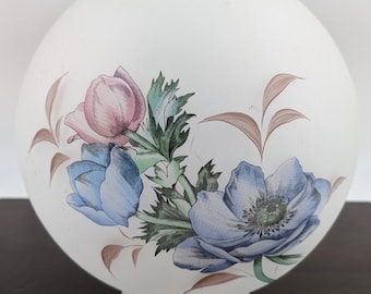 Vintage Floral Satin Glass Globe Hurricane GWTW Lamp Shade Insert 9.5" H Flowers