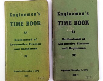 2 Vintage Enginemen's Time Book Brotherhood of Locomotive Firemen & Enginemen