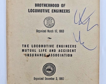 Vintage Railroad Employee Time Book Brotherhood Of Locomotive Engineers 1959