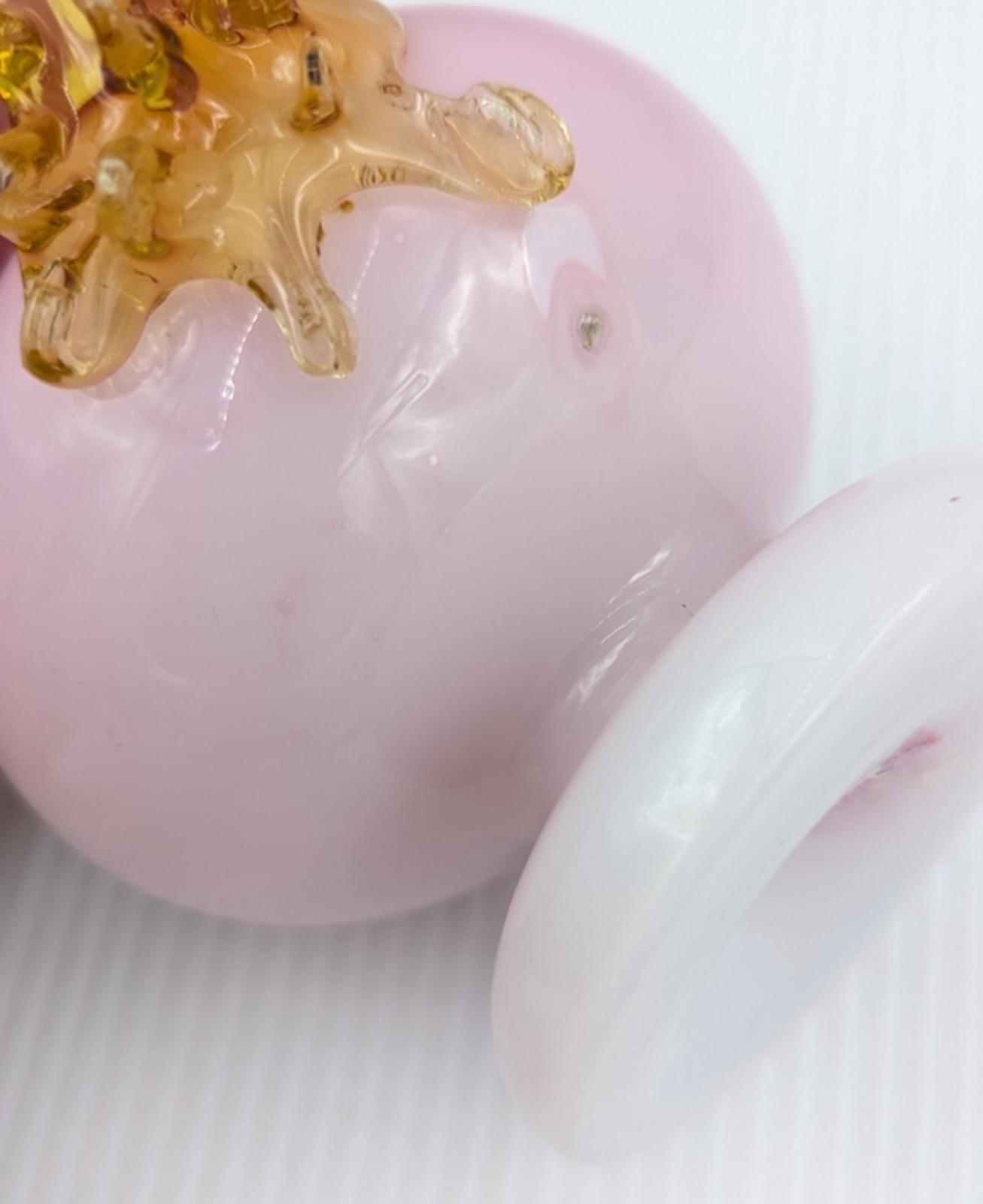 Bohemian Victorian Pink White Cased Art Glass Vase Applied Amber