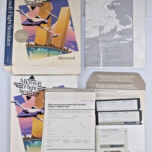 Microsoft Flight Simulator for Tandy IBM PC Vintage 5.25" Floppy Disks Untested