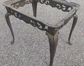 Verona Art Deco Cast Iron Glass Top Side Table Frame End Table As Is NO GLASS