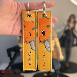 Anime Embroided Jet Tag Keychain Reverse