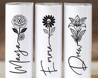 Personalized Halloween Floral Tumbler: Spooky Flower Design, Custom 20oz Cup