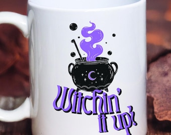 Witch Cauldron Halloween Mug: Purple Potion Coffee Cup