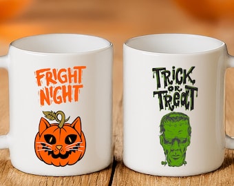 Halloween Mug: Spooky Pumpkin Cat or Trick-or-Treat Monster Coffee Cup