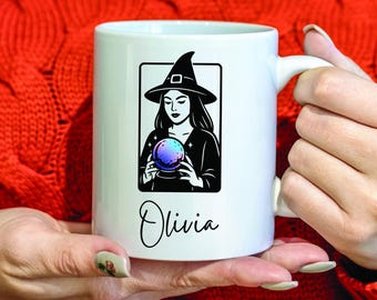 Custom Witchy Name Mug: Personalized Halloween Coffee Cup
