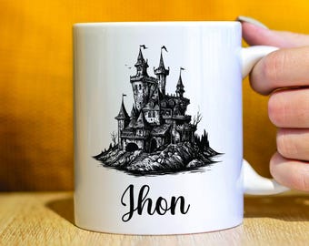 Personalized Haunted Castle Mug: Spooky Gothic Halloween Coffee Cup