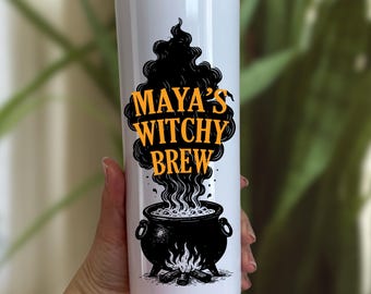 Personalized Witch Cauldron Tumbler: Spooky Halloween Drinkware